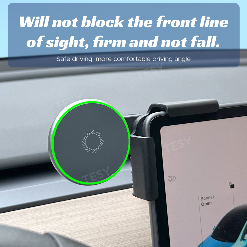 for Tesla Model 3/Y/HIGHLAND 2024 LAUNCH 2025 Phone Holder Screen Mount Magnetic Wireless Charger 15W Fast Charging  BYD Atto 3
