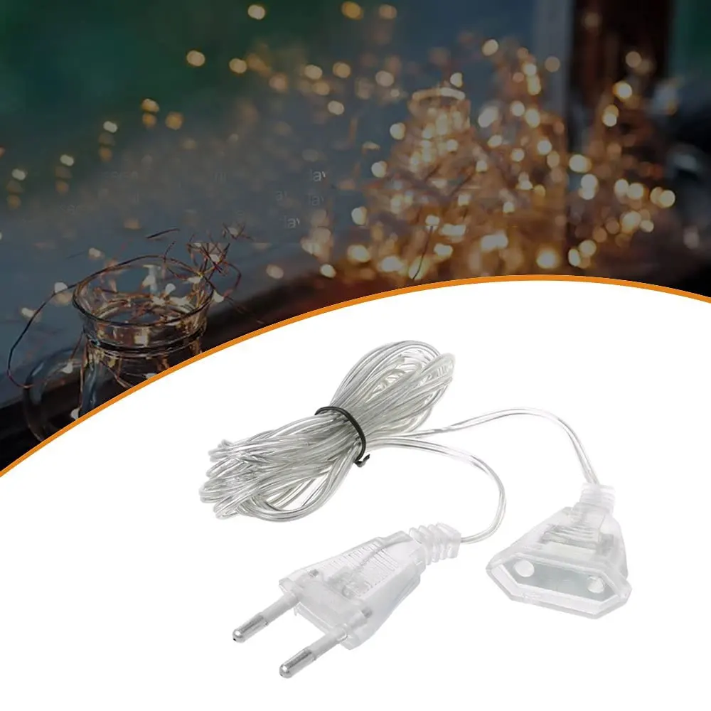3 Meter Power Extension Cable Transparent Standard Power Extension Cord Wire for LED String Light Christmas Holiday Lights