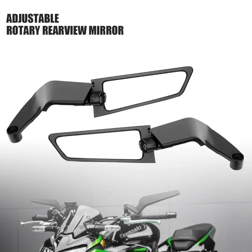 Lusterka motocyklowe Stealth Winglets do Kawasaki Z900 Z650 2021 2022 2023, zestawy lusterkowe, regulowane lusterka, lusterka motocyklowe typu Wing