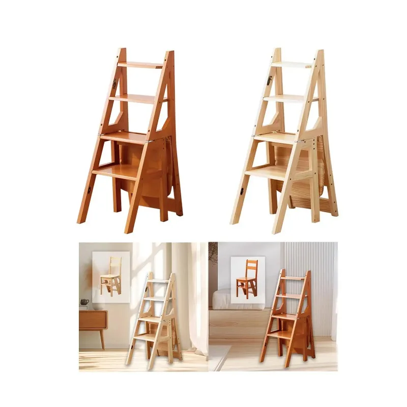 Silla plegable con escalera para biblioteca, silla para cocina, sala de estar y patio