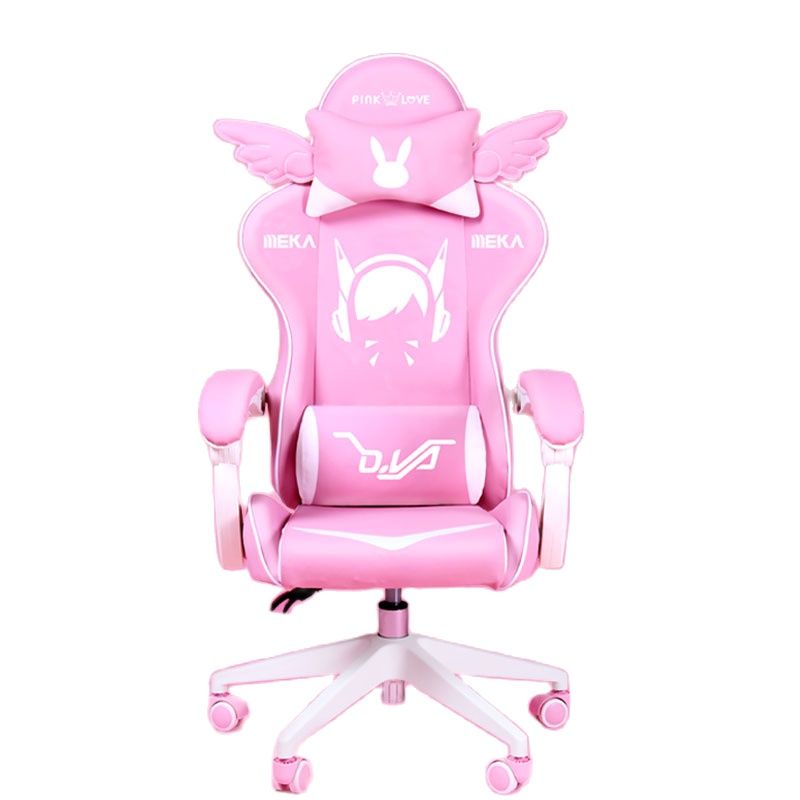 Rosa Cartoon cadeira do computador do escritório, cadeira profissional Live Gaming, 360 ° elevador giratório, desenhos animados Gamer, menina