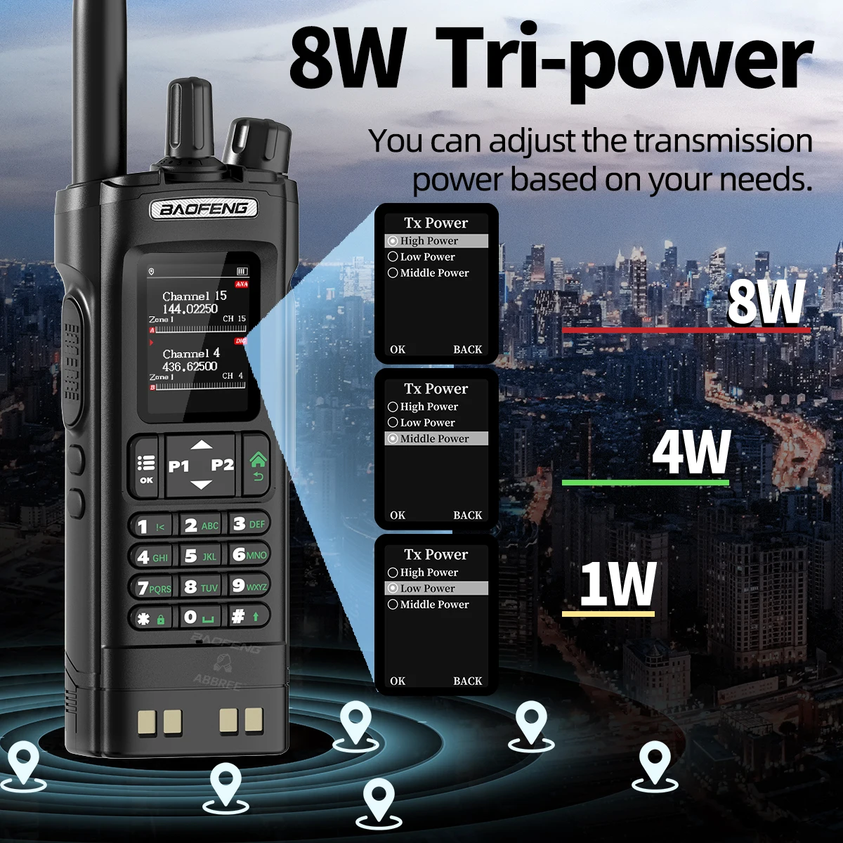 BAOFENG DM32 DMR Digital Walkie Talkie GPS Multi Band Wireless Copy Frequency Type-C 2M 70CM FOR DM-32 UV-32 Ham Two Way Radio