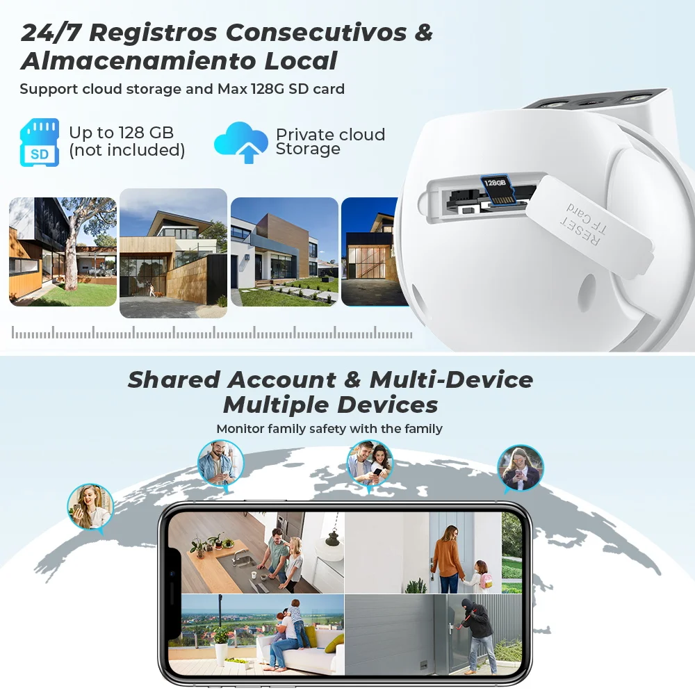 4K 8MP HD WiFi กล้อง PTZ กลางแจ้ง 6MP Dual เลนส์ Dual หน้าจอ AI การติดตามอัตโนมัติกล้อง IP กล้องวงจรปิดการเฝ้าระวังวิดีโอเสียง P2P iCSee