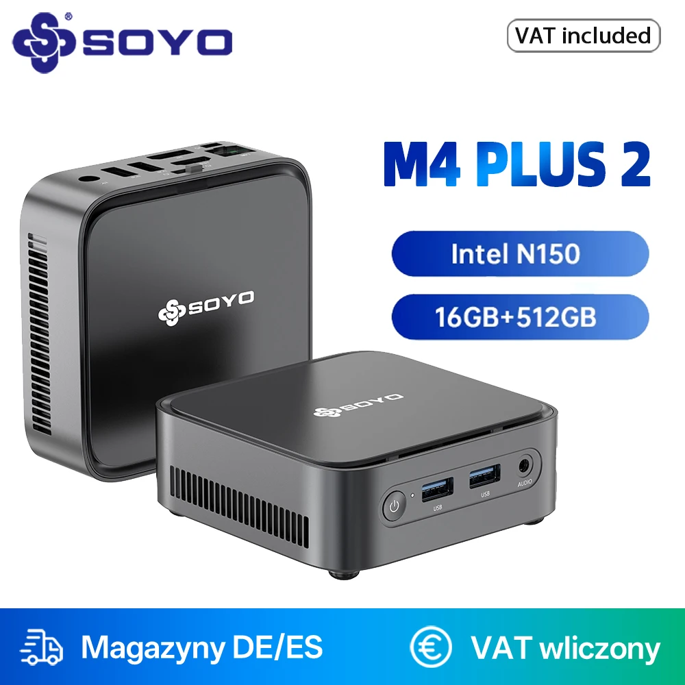 SOYO Mini PC Mini M4 Plus2 Intel 13e N150 CPU met 16GB DDR4 512GB SSD Computer Ondersteuning 4K HDMI DP Display WiFi5/BT5.0/USB3.2