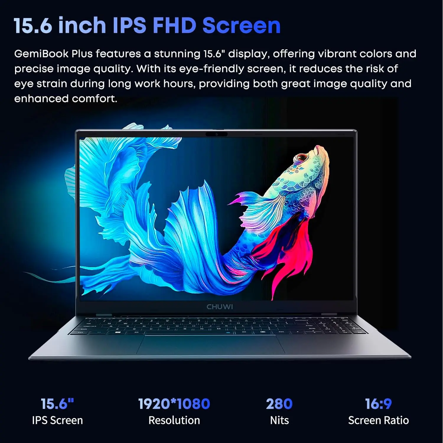 CHUWI 제미북 플러스 노트북 15.6인치 FHD 1920x1080 16GB LPDDR5 512GB SSD 인텔 N100/N150 알더레이크 WiFi 6 윈도우 11 노트북