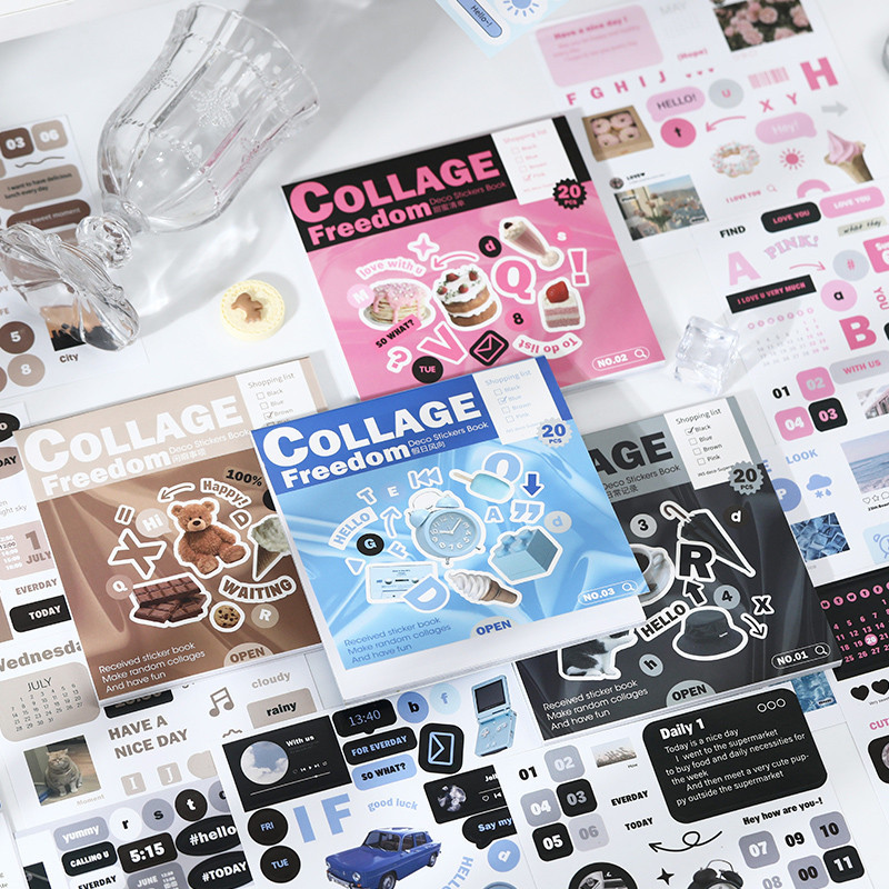 20 Vellen Cartoon Sticker Boek DIY Scrapbooking Collage Junk Journal Vintage Decor Briefpapier Leveringen Javascript: