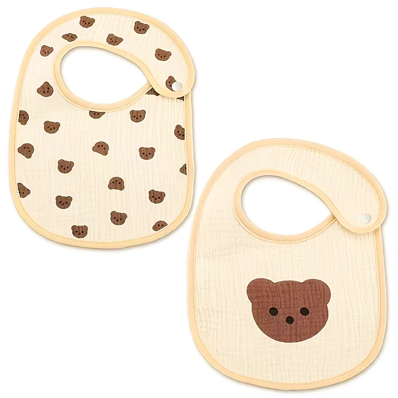 Babadores de gaze de algodão para bebês recém-nascidos, 2 peças, à prova d'água, infantil, meninos, meninas, panos de arroto, cachecol estampado, toalha de saliva, material de alimentação