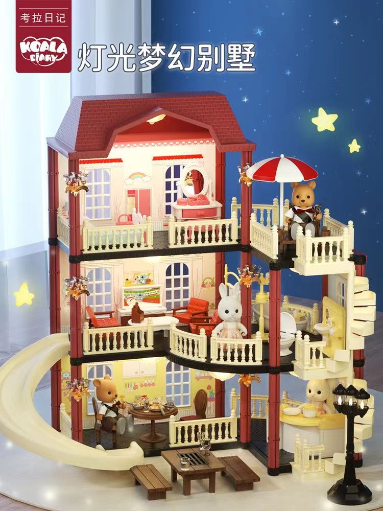 Casa de juegos de navidad en miniatura para Niños, Artículos de casa de muñecas, conjunto de muebles, juguetes de simulación, Castillo de princesa