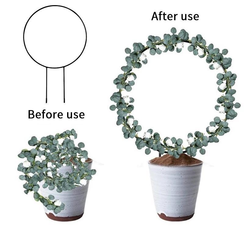 1Pc Plant Support Garden Stake Stand Round Vine Climbing Rack Ironheart-Shaped Flower Trellis Frame Stand Holder Plastic Decor
