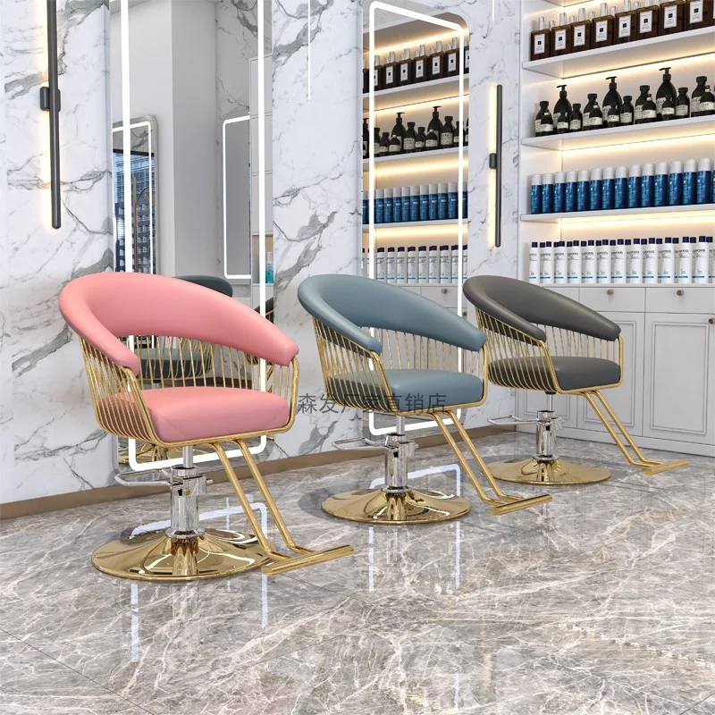 Cadeira giratória vintage para cabeleireiro, fezes de beleza, manicure, shampoo cosmético, móveis de salão, luxo