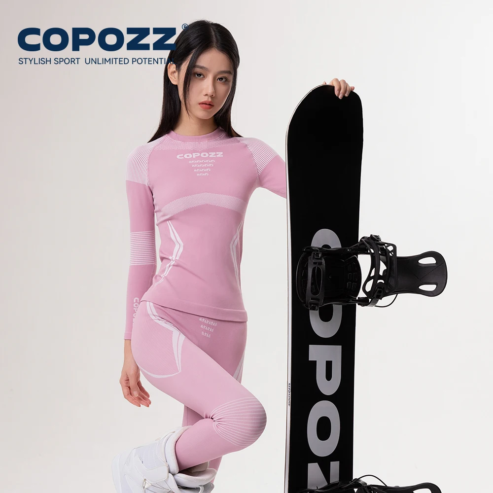COPOZZ ผู้ชายผู้หญิงสกีชุดชั้นในชุดด่วนแห้งอเนกประสงค์การบีบอัดวอร์มแน่นสโนว์บอร์ดเสื้อและกางเกงผู้ใหญ่