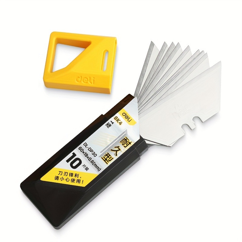 Deli 10pcs Utility Knife Blades SK4 Steel Box Cutter Blades with Plastic Case Standard Blades for Utility Knife Replacement