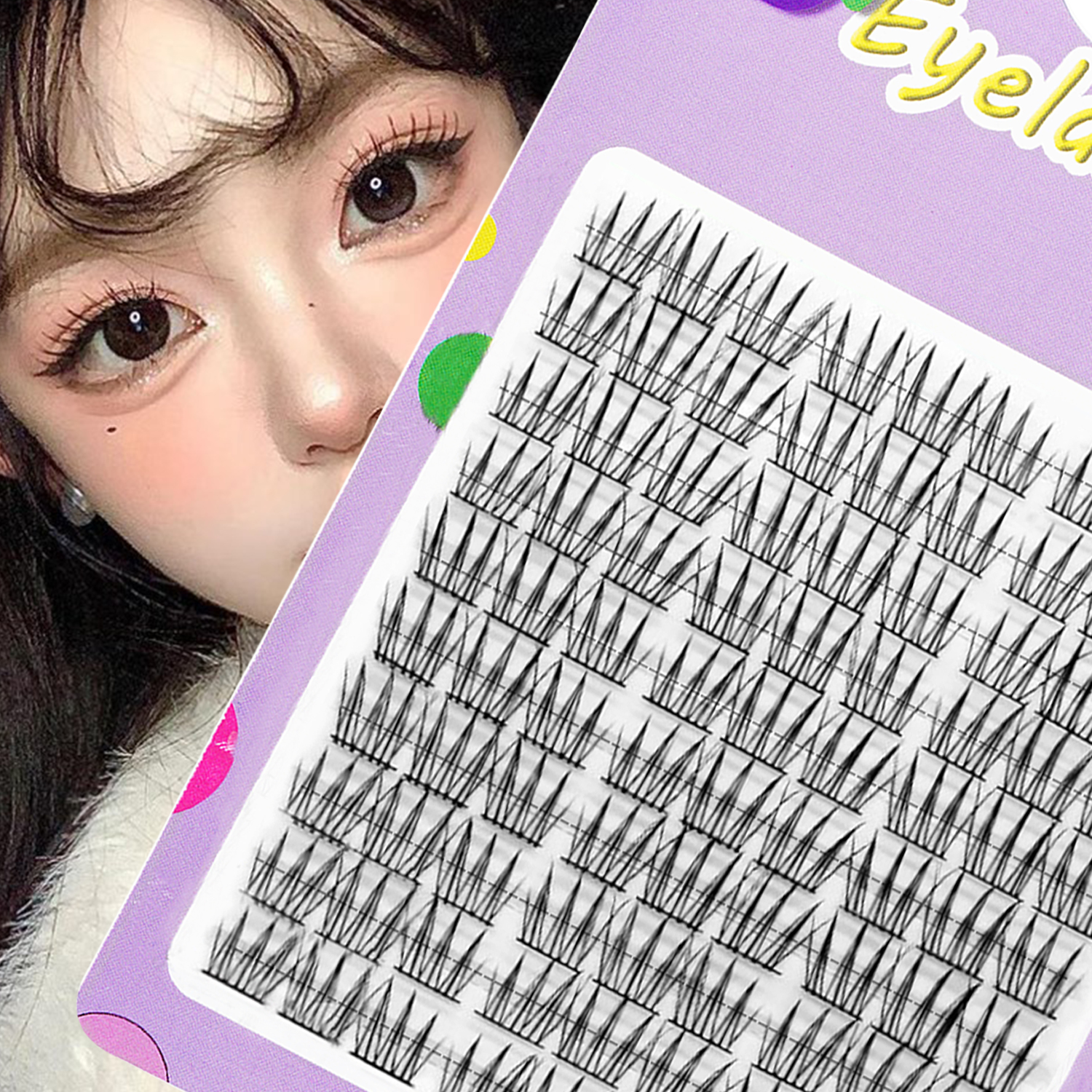 90duo Mädchen Gruppe Auge Natur Trilogie Comics falsche Wimpern, weich und leicht, einzelne Cluster von DIY Wimpern
