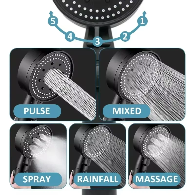 Xiaomi Hangable Shower Head 5 Modes Water Saving Adjustable High Pressure Showerhead Handheld Spray Bathroom Accessories New