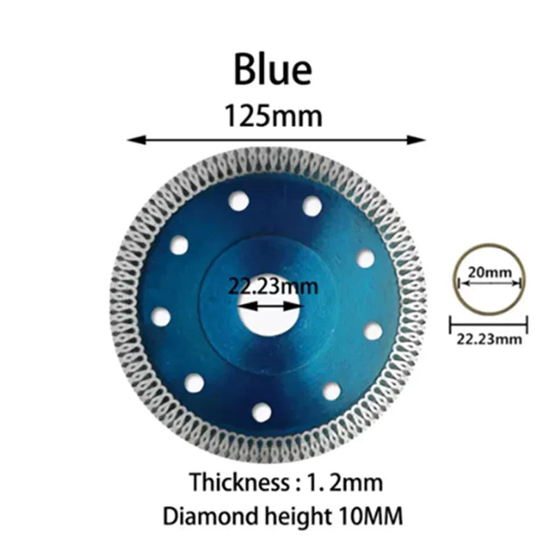 Diamantzaagblad 105 115 125 mm porseleinen tegels keramische graniet marmeren snijbladen voor haakse slijper