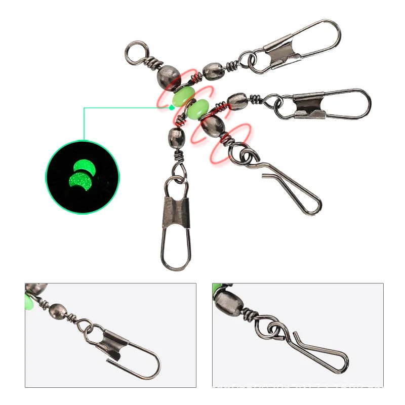 8 #   10 #   Luyamu Gruppo di pesca per gamberetti Cuscinetto a sfere luminoso Set di fibbie ad anello solido rotanti e rotanti Set di pin Connettore da pesca