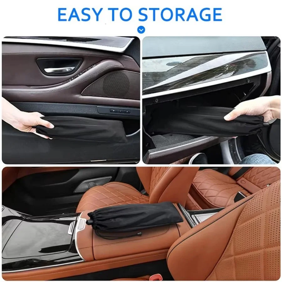 Pára-brisa Sun Shade com 360 °   Puxador anti-riscos com cabo de tração - Pára-sol atualizado para pára-brisa de carro com tecido de camada dupla