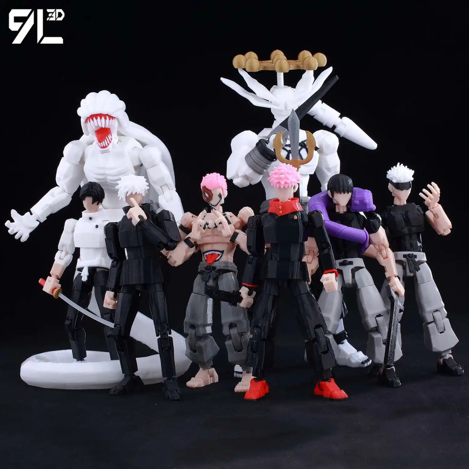 9L3D impreso Anime Jujutsu Kaisen Sukuna Yuji Yuta Satoru Gojo Lucky Dummy 13 figuras de acción Shapeshift móviles maniquí Juguetes