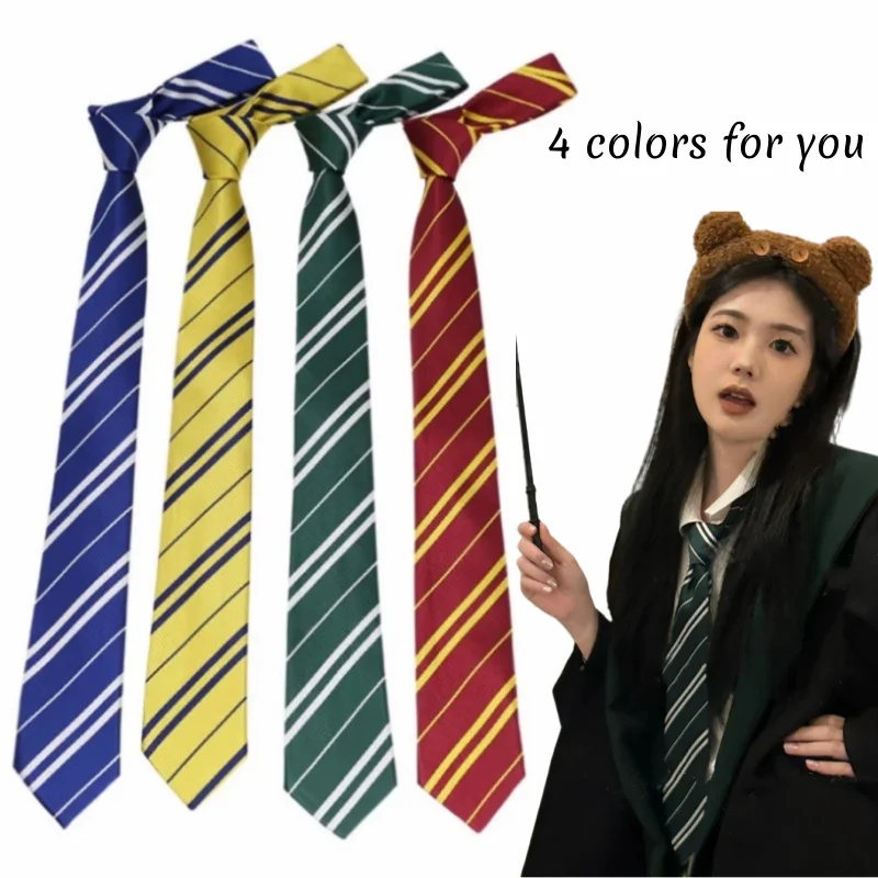 Corbata Harried Poter de 4 colores, escuela mágica, corbata a rayas estrechas, corbata de Cosplay para Halloween, accesorios de disfraz de fiesta temática de acceso, 145cm