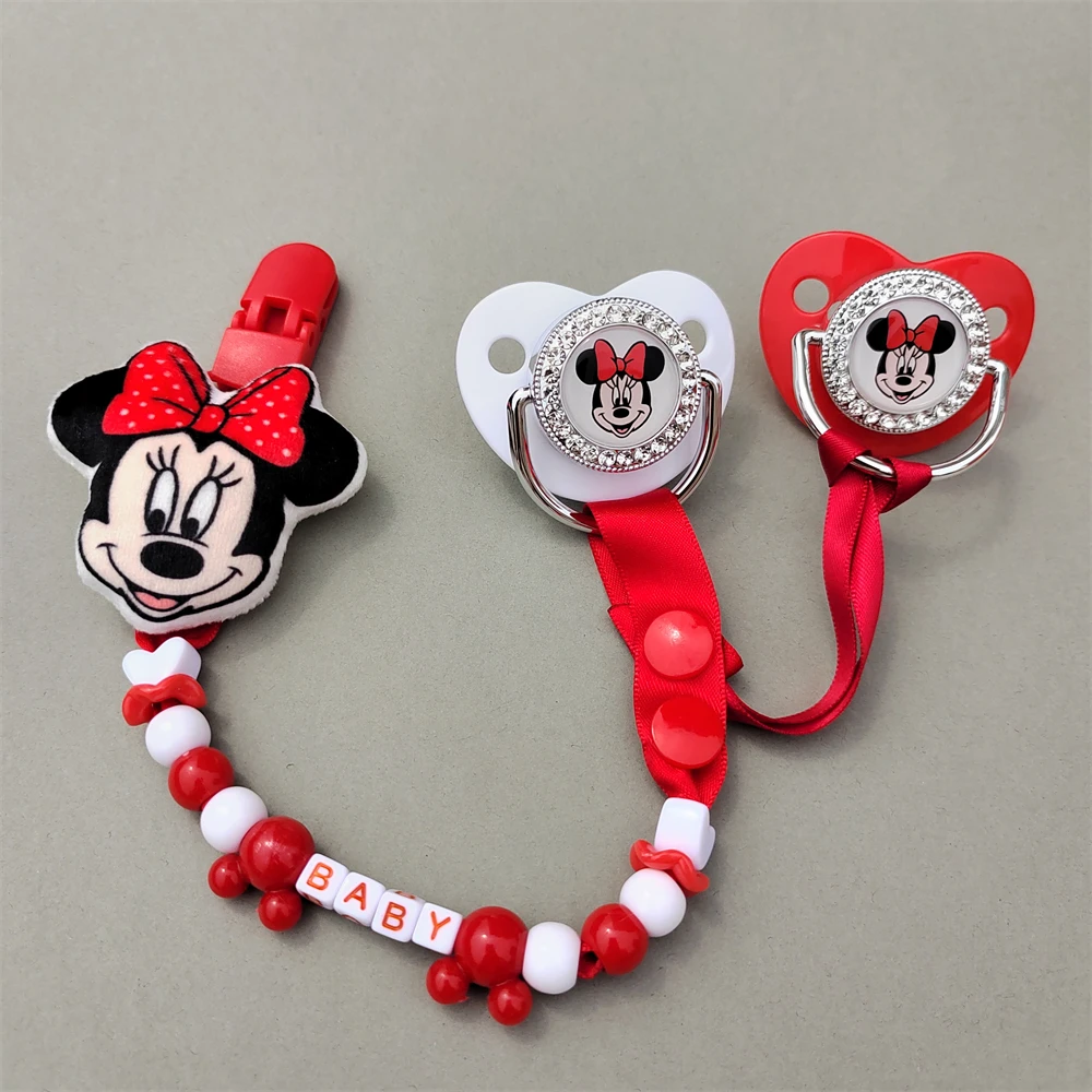 Nuevo Minnie Mouse rojo Bling cabeza pequeña de peluche relleno con algodón Pp nombre personalizado cadena/clip/soporte para maniquí falso más suave