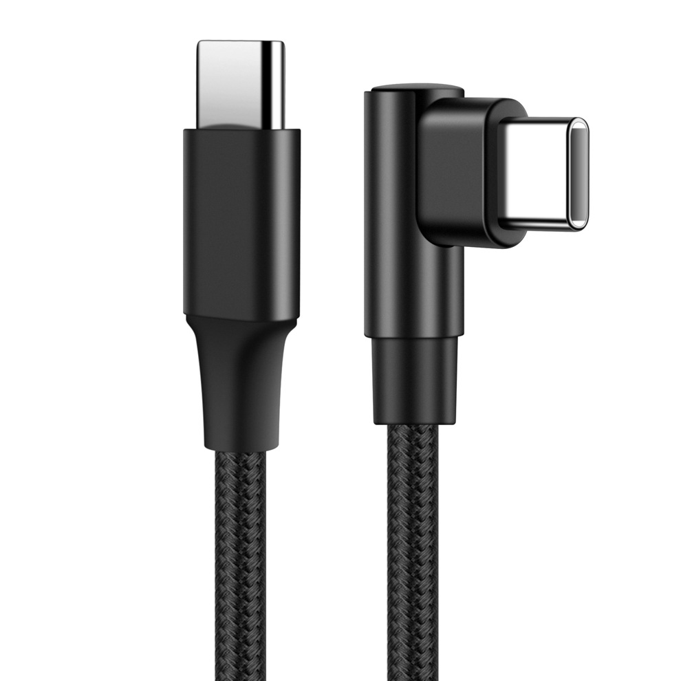 0,25 m/0,5 m/1m/2m/3m codo de 90 grados codo de carga rápida trenzado de nailon Cable USB C a tipo C para iPhone 15 16 Samsung Xiaomi