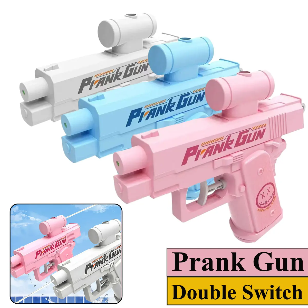 Pistola de água bidirecional brincadeira pistola de água brinquedo alívio do estresse pequena pistola jogo ao ar livre indoor adulto criança interação atirar presente 2 estilo