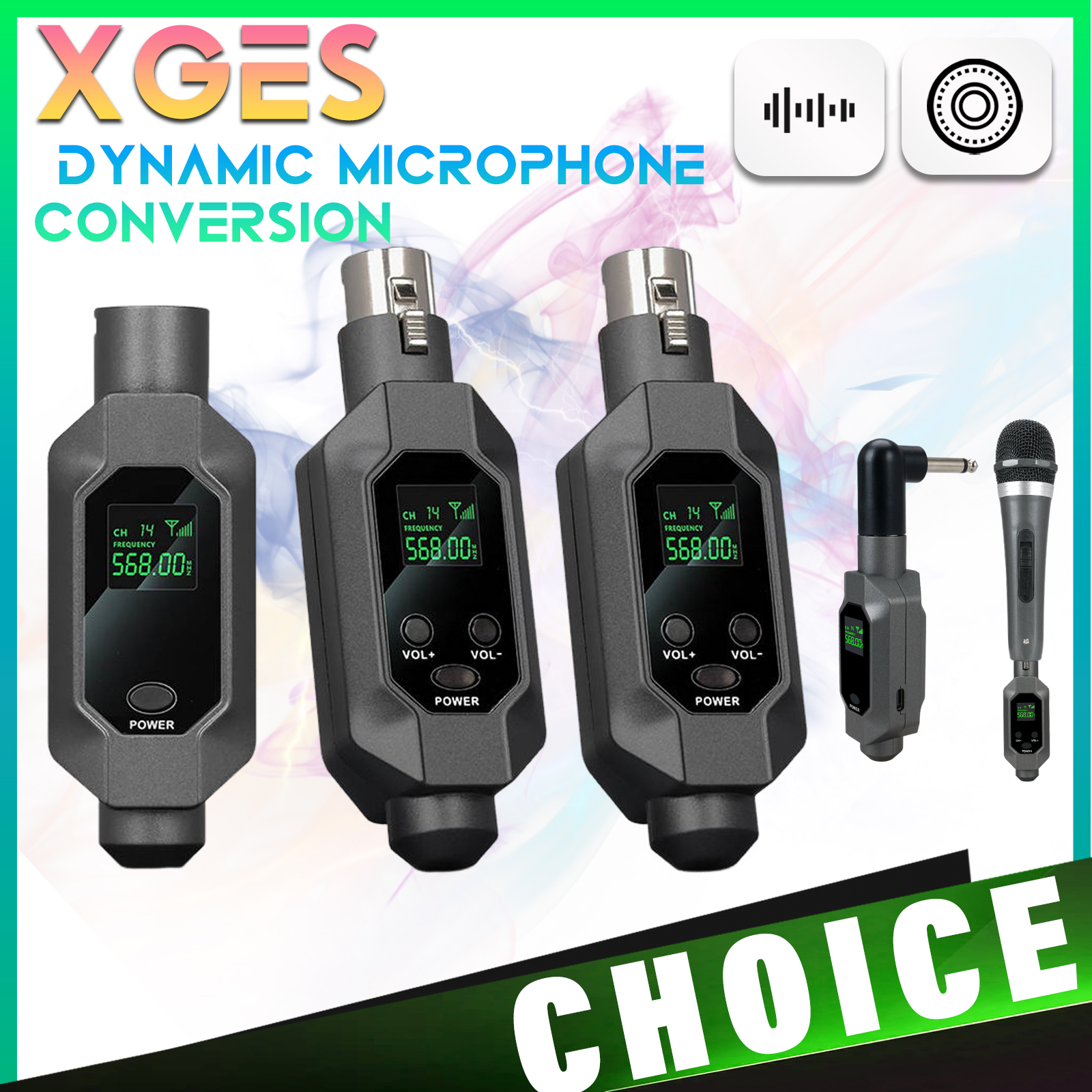 Drahtloses Mikrofonsystem XLR-Mikrofonkonverter-Adapter UHF-automatischer Sender-Setup für dynamisches Kondensatormikrofon