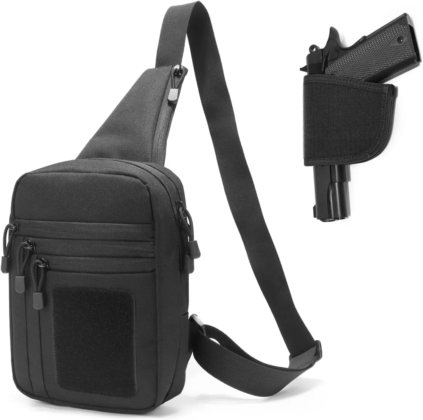 Bolso de hombro táctico para caza al aire libre, funda de pistola de transporte oculta, bolso cruzado multifunción impermeable para el pecho, bolso bandolera para pistola
