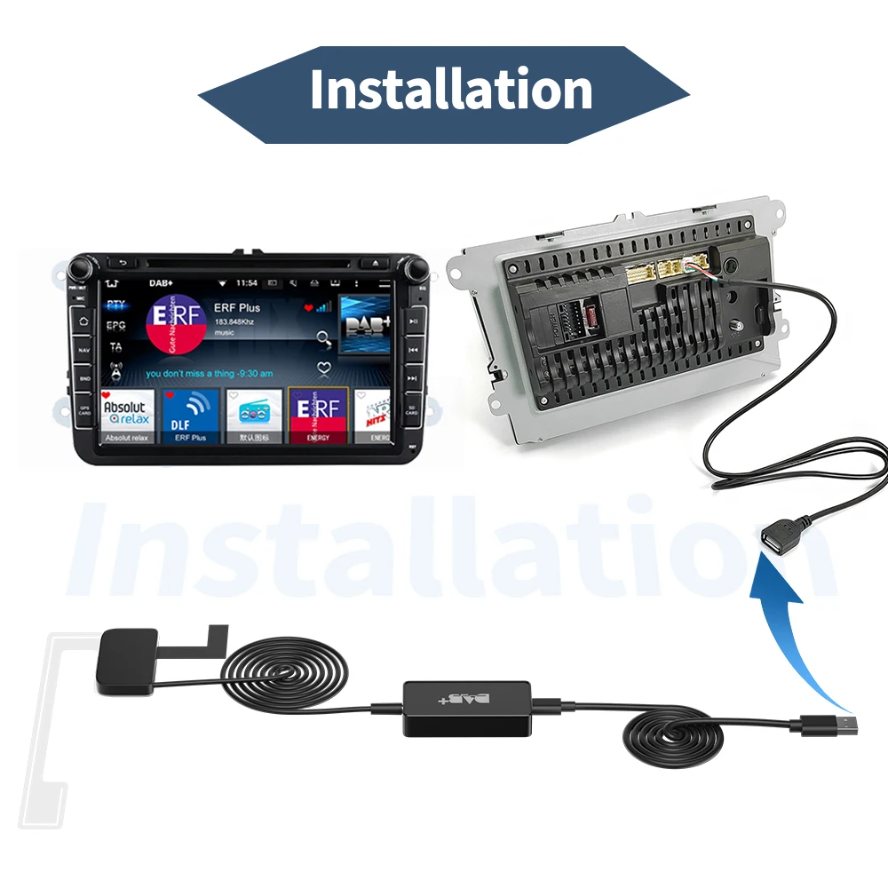 Grandnavi Car DAB+ Digital Radio Box DAB+ Receiver Antenna Aerial USB Interface Portable for Android Car Radio Stereo