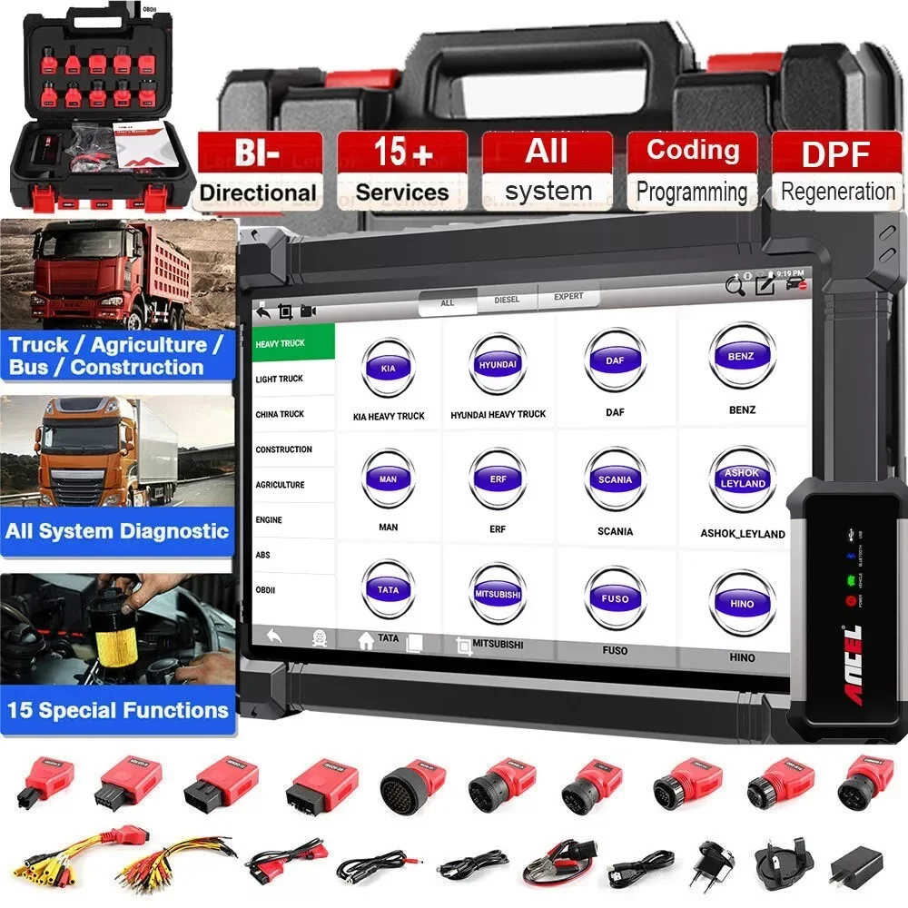 ANCEL X7 HD Инструмент диагностики тяжелых грузовиков Bluetooth OBD2 Все системы масла D-P-F Реген ECU Сброс 12 В 24 В Сканер дизельных грузовиков