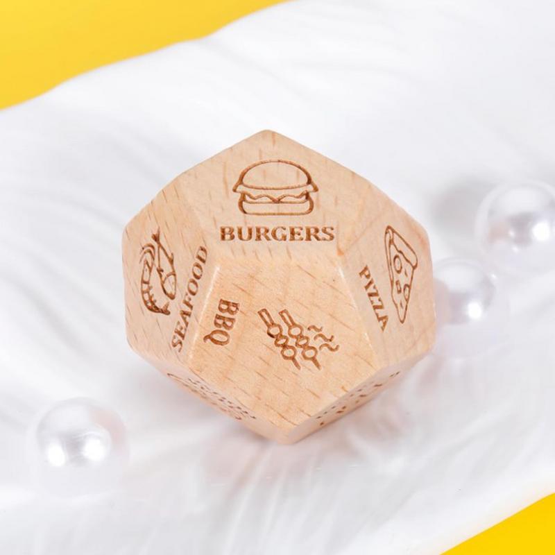 อาหารลูกเต๋า อาหาร Dicesion เกมลูกเต๋าไม้คู่วันที่ Night ไอเดียของขวัญตลกสําหรับคู่รักครบรอบฮาโลวีนวันวาเลนไทน์