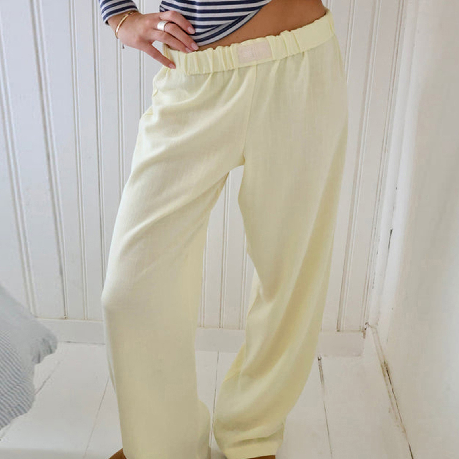 Combhasaki feminino y2k vintage retro casual calças compridas elástico cintura larga sólida calças soltas loungewear calças streetwear