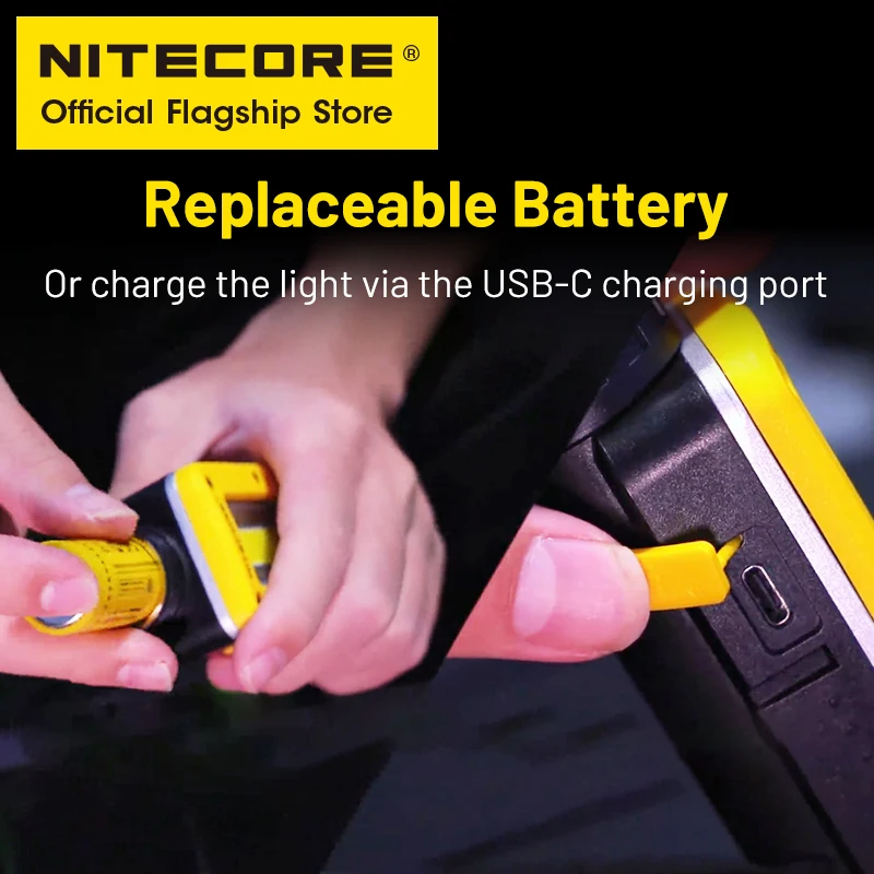 NITECORE NWL20 USB-C Rechargeable Work Light 180° Adjustable Multifunctional Triple Output Floodlight Spotlight, 21700 Battery