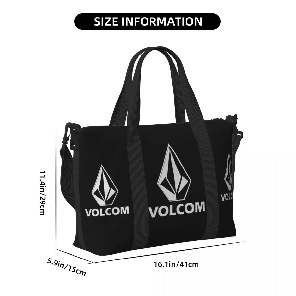 กระเป๋าโท้ตโลโก้ Volcoms แบบกําหนดเองสําหรับผู้หญิงกระเป๋าเดินทางชายหาดยิมความจุขนาดใหญ่