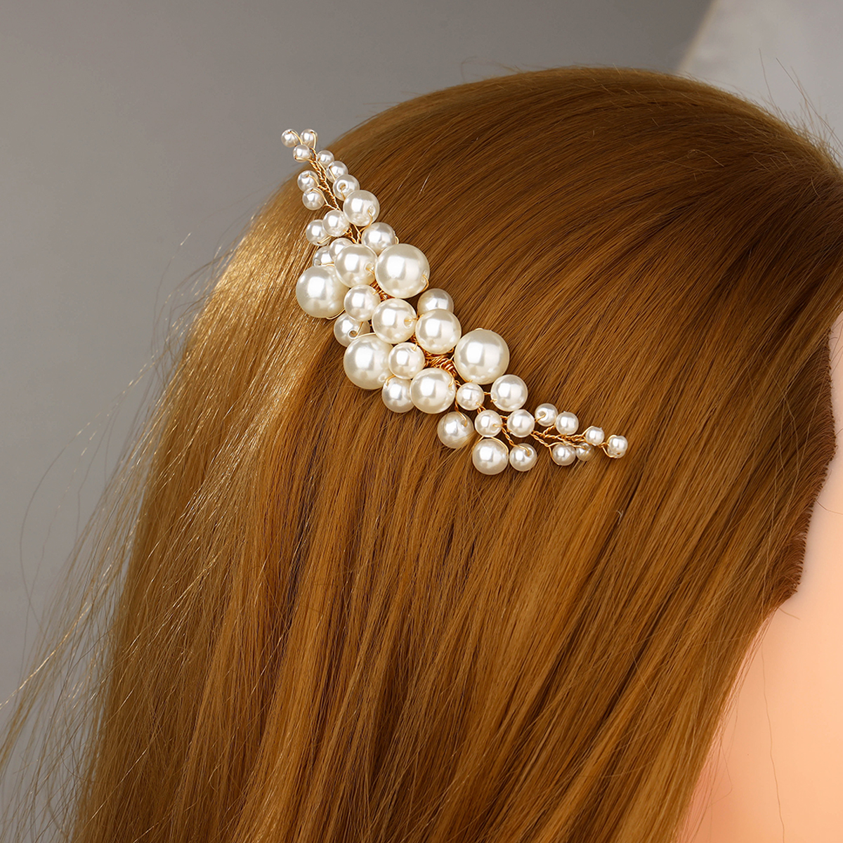 Elegante pettine per capelli da sposa con perle, pettine laterale da sposa, ornamento per capelli da sposa per donne e ragazze (Oro)