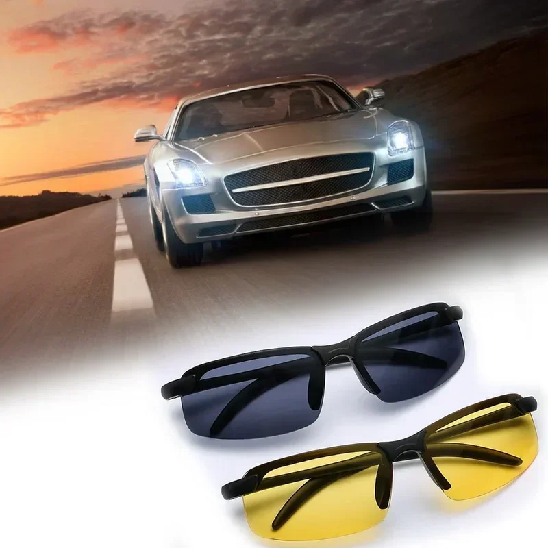 Gafas de visión nocturna antideslumbrantes para conducir, gafas de sol polarizadas de medio marco para hombre, gafas de día y de noche UV400 para exteriores