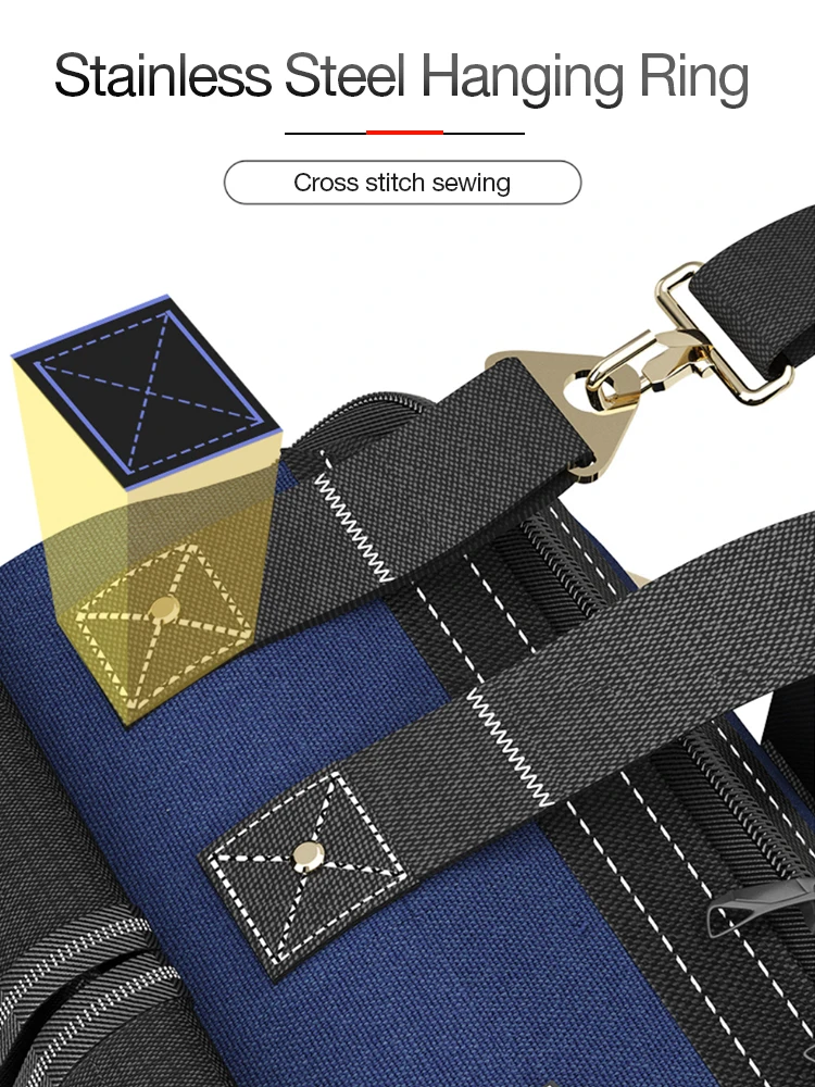 Bolsa de herramientas multifunción, bolsa de electricista de tela Oxford 1680D, bolsa de almacenamiento anticaída impermeable con múltiples bolsillos