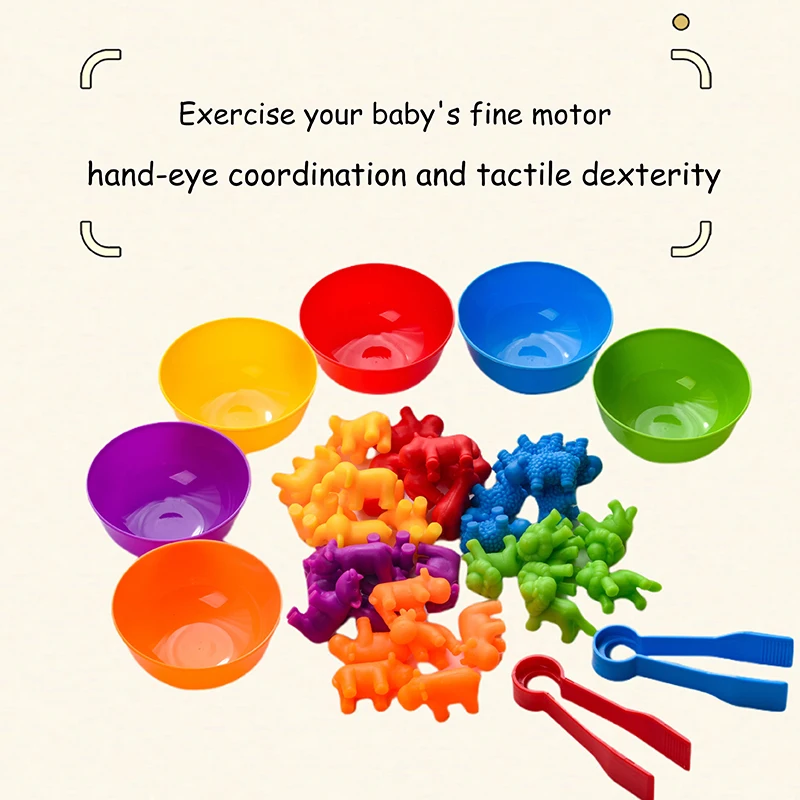 Rainbow Sorting เกมปริศนาสัตว์ของเล่นไดโนเสาร์การจราจรสีจับคู่เกม Montessori การศึกษา Sensory ของเล่นสําหรับเด็กก่อนวัยเรียน