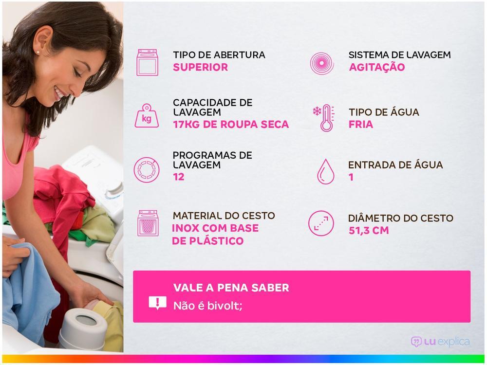 Lavadora de Roupas Brastemp 17kg Cesto Inox 12 Programas de Lavagem Branca BWK17 - 110V