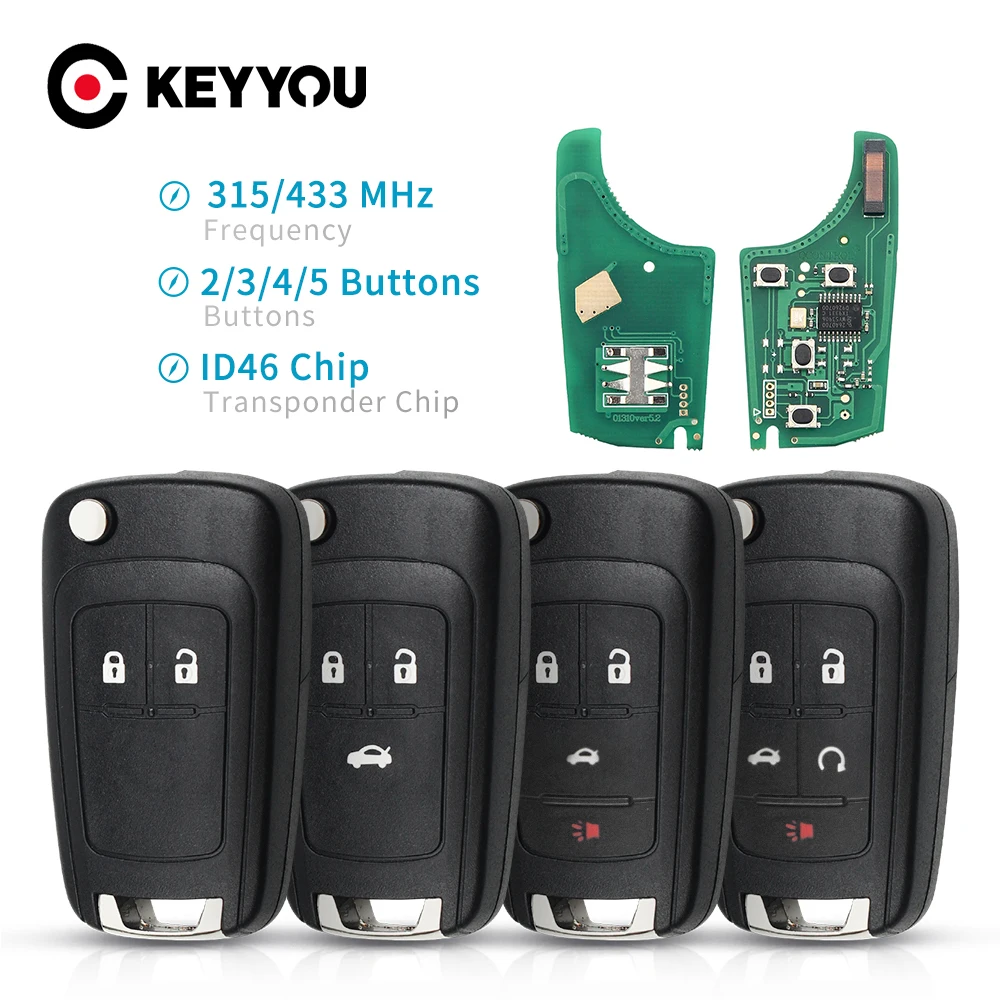 KEYYOU 2/3/4/5 przyciski kluczyk samochodowy z pilotem DIY dla opla/VAUXHALL Astra J Corsa E Insignia Zafira C 2009-2016 315 / 433MHz PCF7937E się do Chevrolet Malibu Cruze Aveo iskra żagiel
