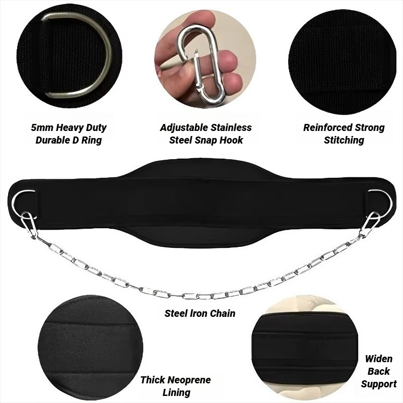 1 個新スタイル重量挙げバックジムチェーン付きフィットネスボディービルプルアップ筋力トレーニング負荷ウエストストラップ厚み