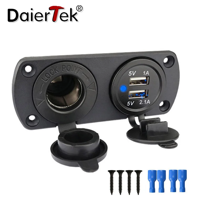 DaierTek 12V Dual USB Auto Zigarette Leichter Buchse Splitter 12V Ladegerät Power Adapter Outlet Zubehör Neu Kommen