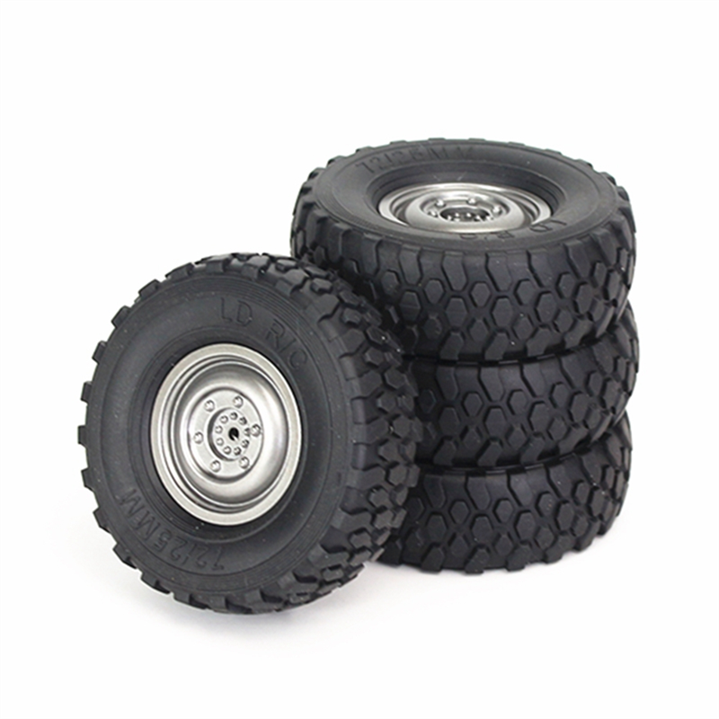 Roda de pneu macio para carro RC, acessórios de peças de atualização, 72mm, apto para MN D90, MN98, MN99S, WPL C14, C24, C34, B14, B24, LDRC P06, 4pcs