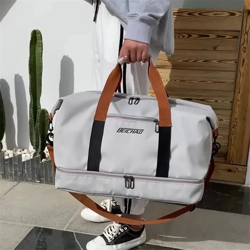 Bolsas deportivas de gimnasio a la moda para mujer, bolsa deportiva de gran capacidad para hombre, bolsa de mensajero impermeable para viaje de fin de semana para mujer, seca y húmeda