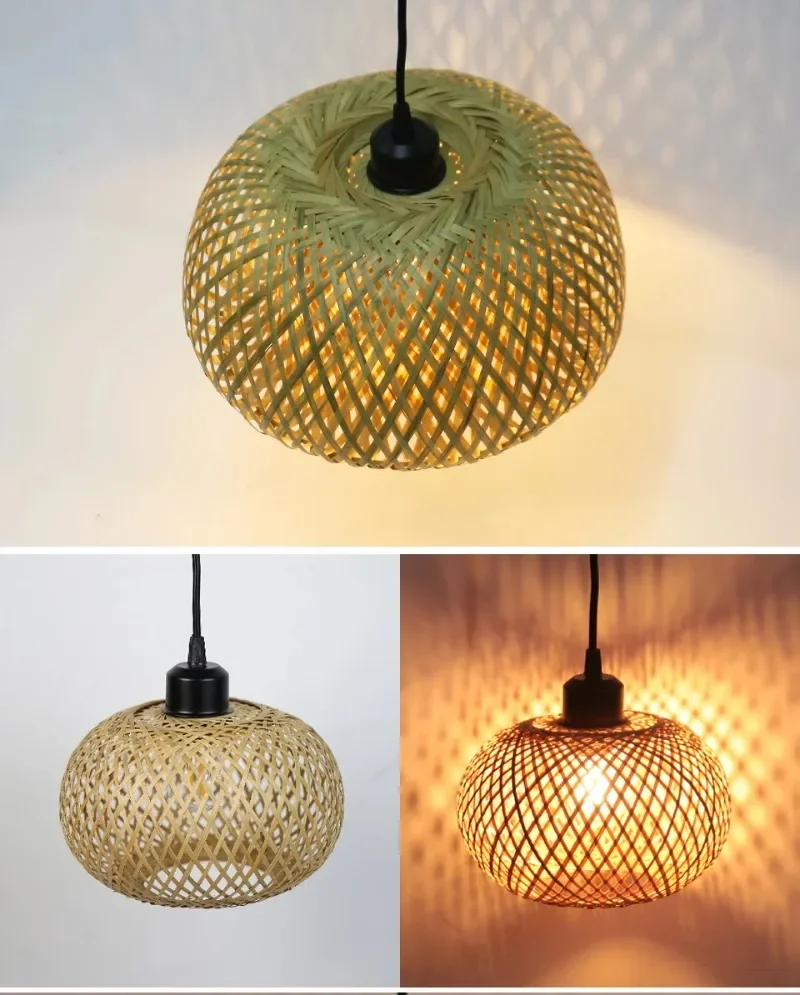 Lampada a sospensione in bambù Lustre Lampadario Lampada a sospensione Lampada a sospensione in rattan fatta a mano Ristorante Sala da pranzo Illuminazione per interni
