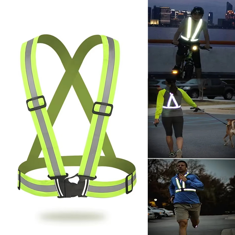Colete de segurança equipamento de equitação 4x1.5cm suprimentos ao ar livre colete reflexivo noite correndo ciclismo pano reflexivo ajustável