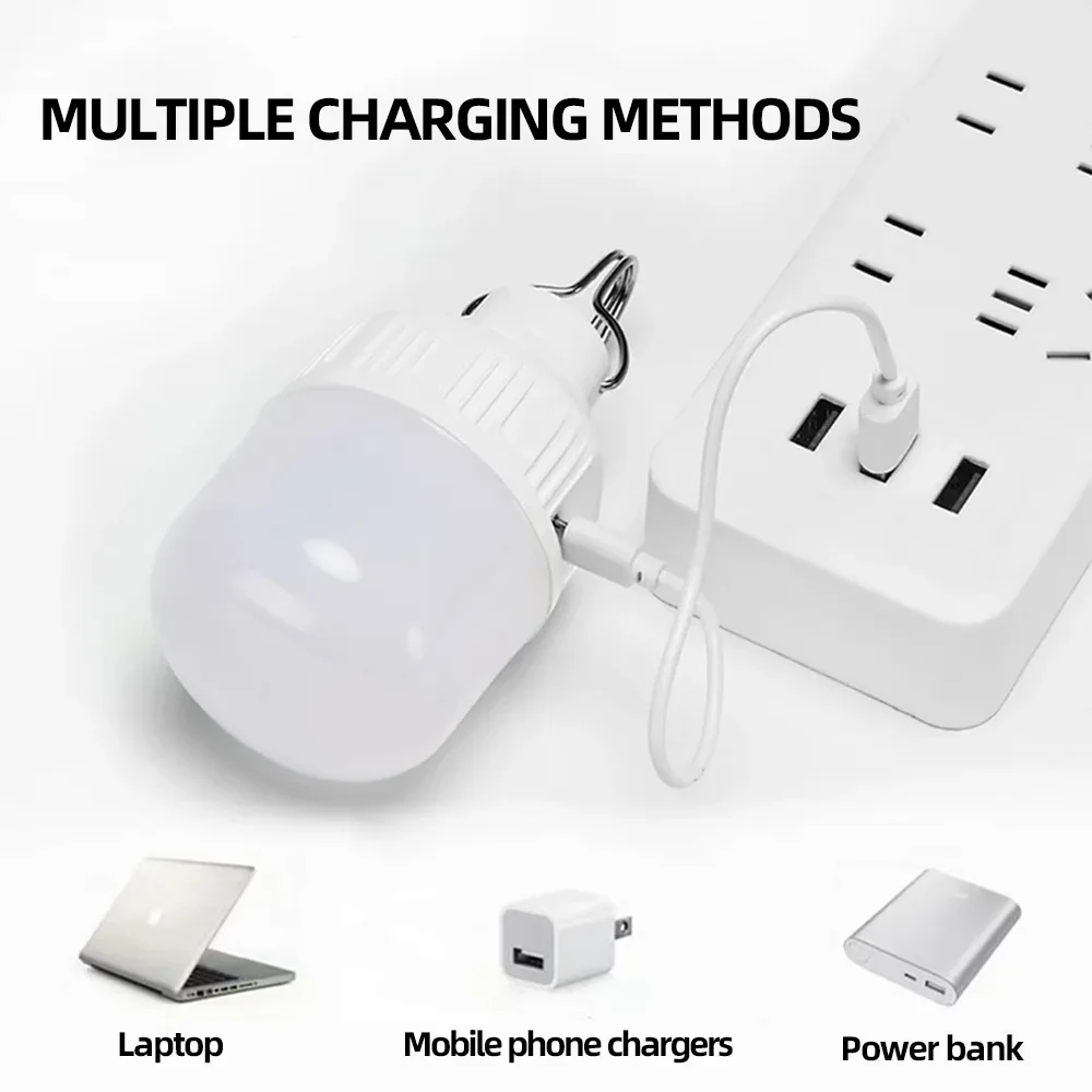 USB ชาร์จไฟ LED แคมป์ปิ้งแบบพกพามัลติฟังก์ชั่กลางแจ้งฉุกเฉินแขวนเต็นท์โคมไฟเดินป่าปิคนิคแสงกลางคืน
