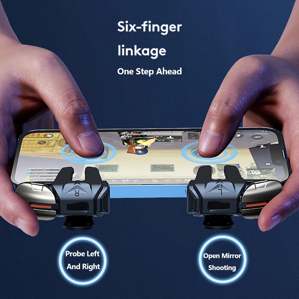 X8-Mobile Controlador de Jogo para PUBG, 6 Dedo Trigger, Sensível Tiro Gamepad, L1, R1, Chaves do Objetivo, Jogo Handle