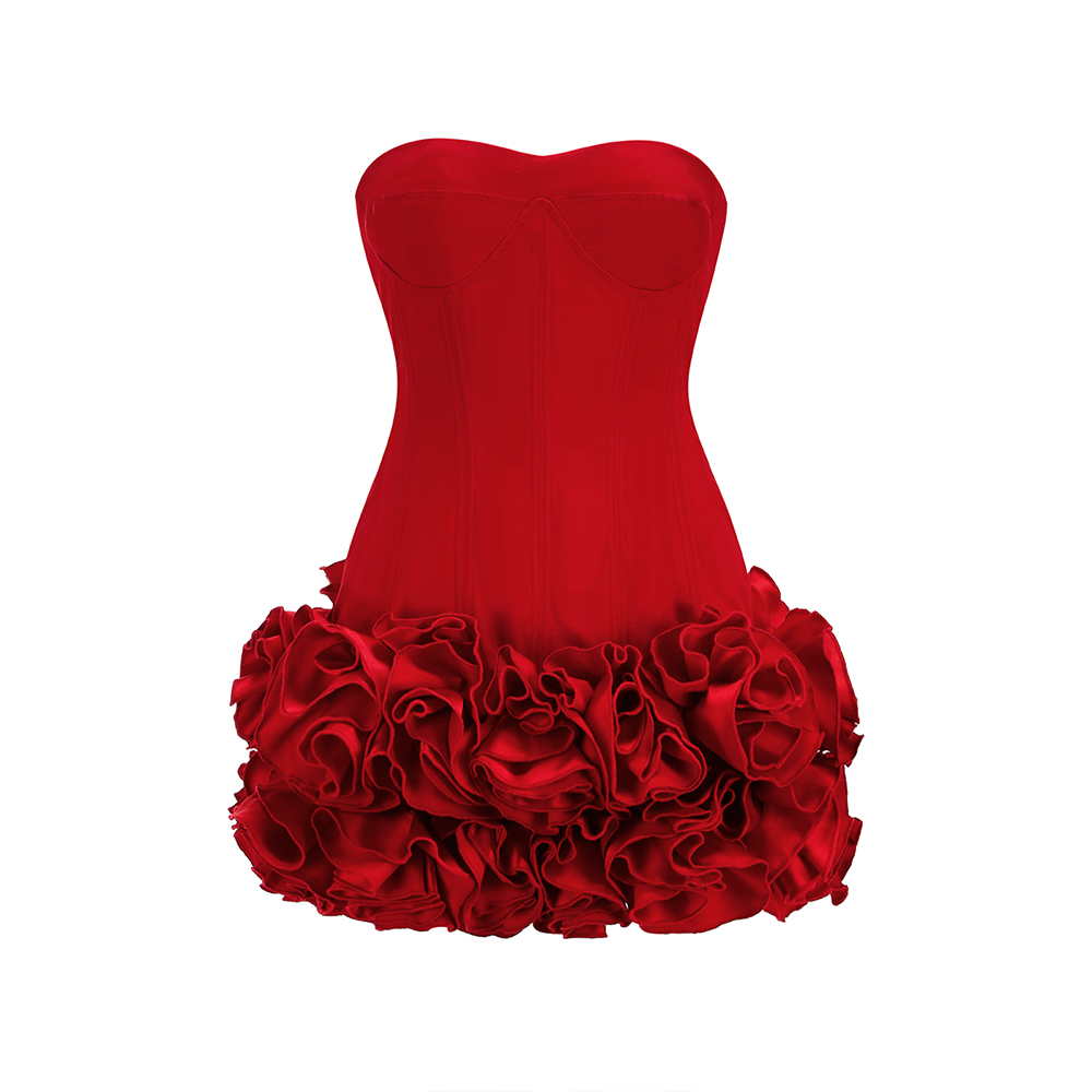 Vestido de fiesta sin tirantes para mujer, minivestido Sexy de Color rojo, moda para celebridades, club nocturno, fiesta, cumpleaños, cóctel, traje para niña