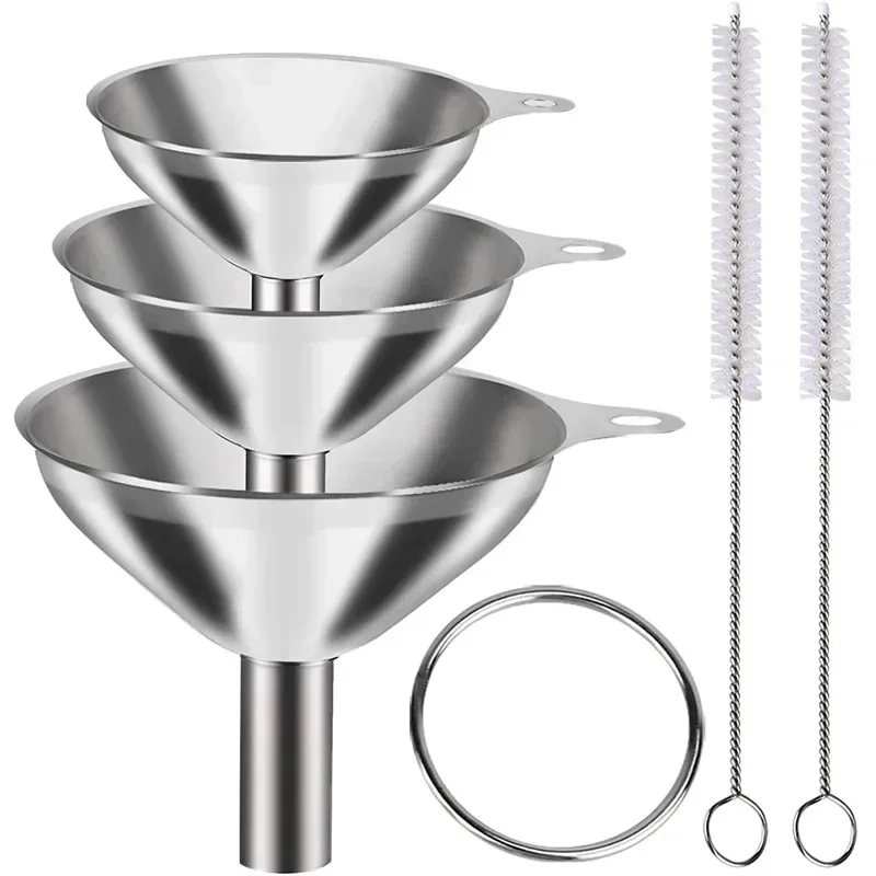 3/5 Pcs Stainless Steel Kitchen Funnels Set Food Grade Metal Funnels for Filling Bottles Small Funnels for Essential Oil Spices